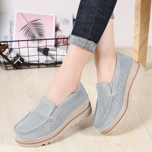 Chaussures orthopédiques pour pieds larges en cuir daim pour femmes - Style 4 Gris