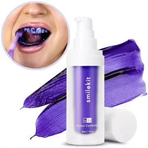 dentifrice blanchissant violet, blanchiment des dents violet, dentifrice violet